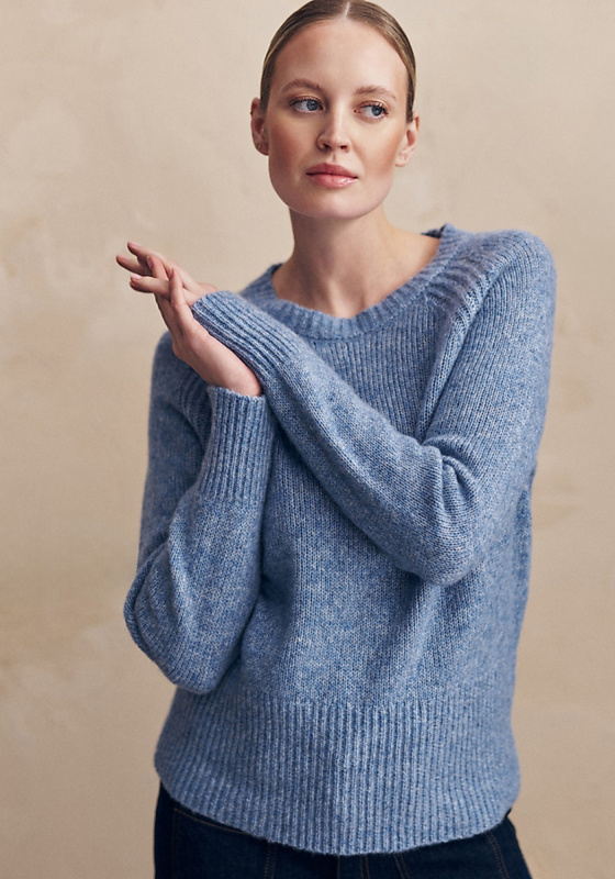 Světle modrý melírovaný svetr s vlnou Sakso Tatuum