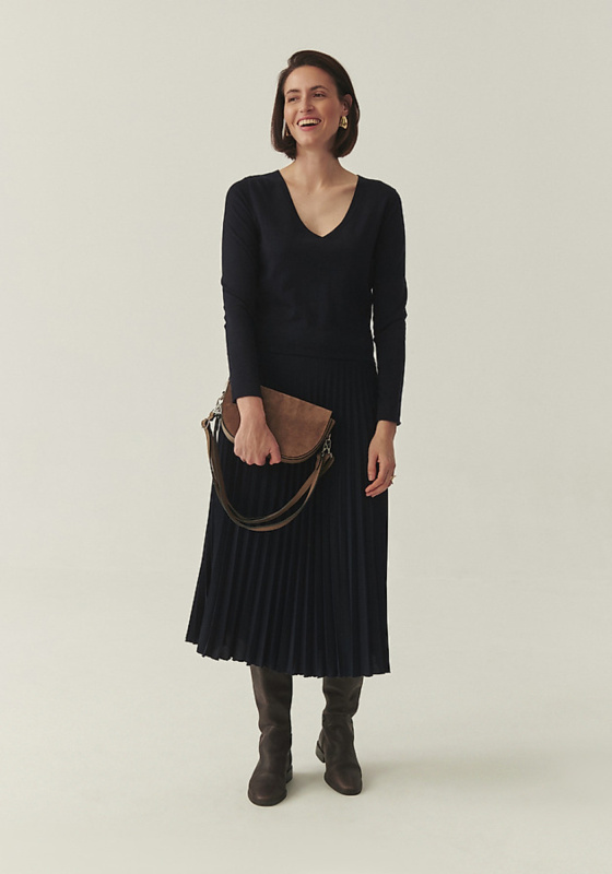 Tatuum Tmavě modré Plisované Midi Šaty