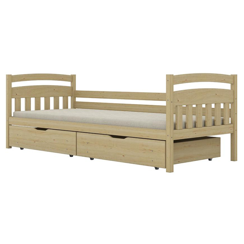 Postel Tosia velké zásuvky 80x200 přírodní, nelakovaná