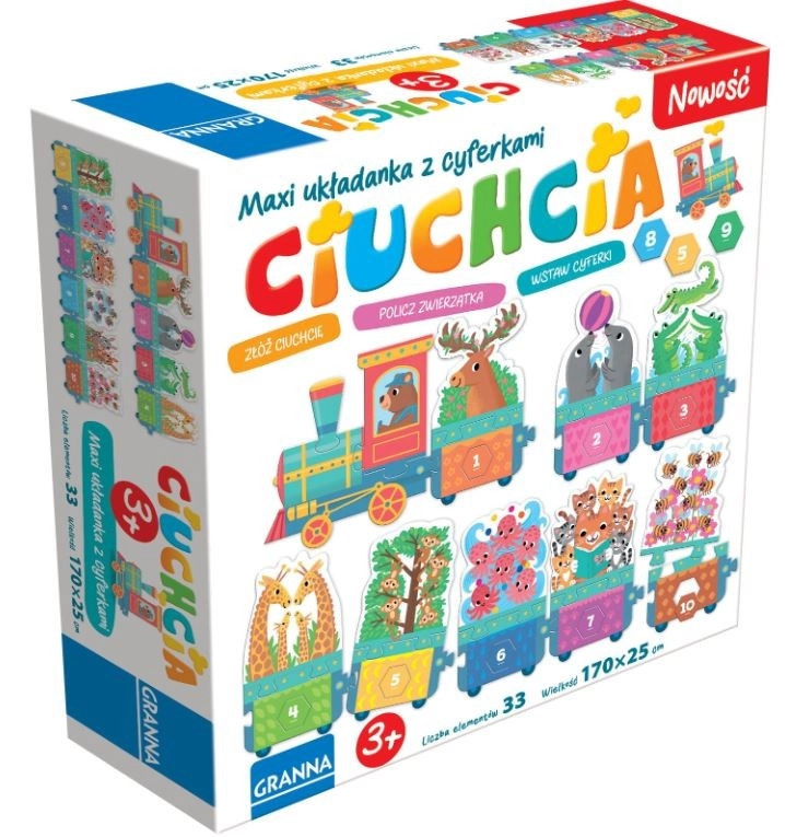 Maxi puzzle vláček se zvířátky a čísly