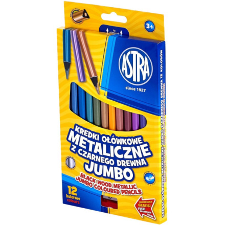 Astra metalické pastelky 12 ks se struhátkem