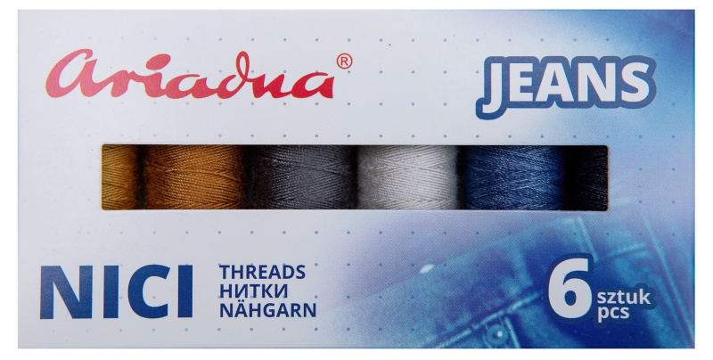Strima Sada riflových nití JEANS TALIA 30/70m+ NOKTON 80C/150m, mix barev, návin 70m+150m, 6 kusů v balení