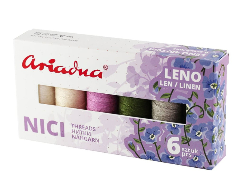 Strima Sada lněných nití LEN EARTH Leno 40/70m, mix barev, návin 70m, 6 kusů v balení