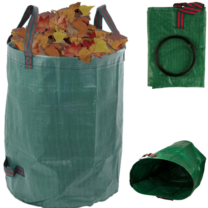 Skládací zahradní koš ideální pro sběr listí, trávy a dalšího odpadu - 120L - zelený
