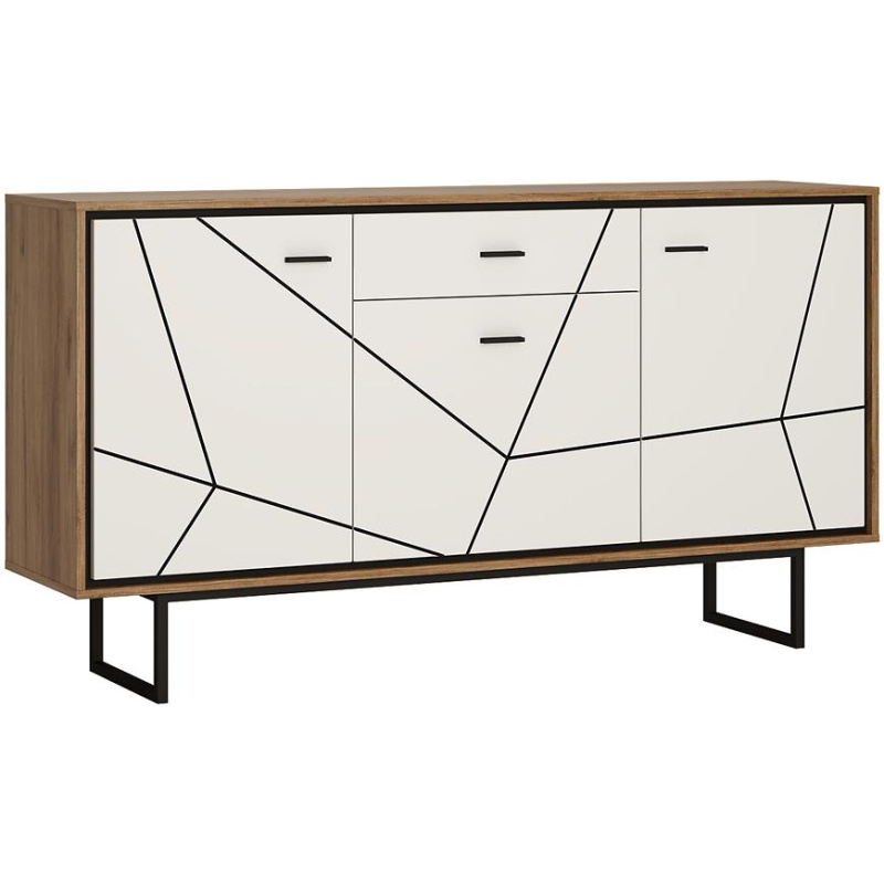 Komoda Brolo BROK04 3D1S dub catania/černá perla/mdf bílý HG