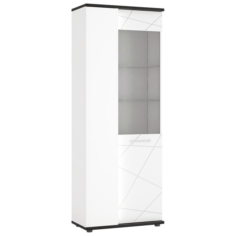 Vitrína Venezia VENV01L 2D bílý alpský/dub vicenza černá/mdf bílý l