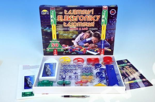 Tajemství elektroniky - Auto, loď 50 experimentů na baterie v krabici 46,5x33,5x4cm od 6 let