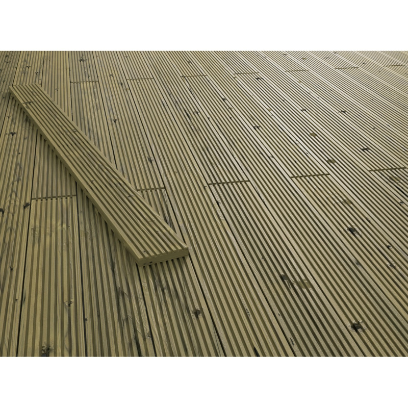 Terasové prkno rýhované/částečně rýhované jehličnaté dřevo zelené 28x145x2000 mm