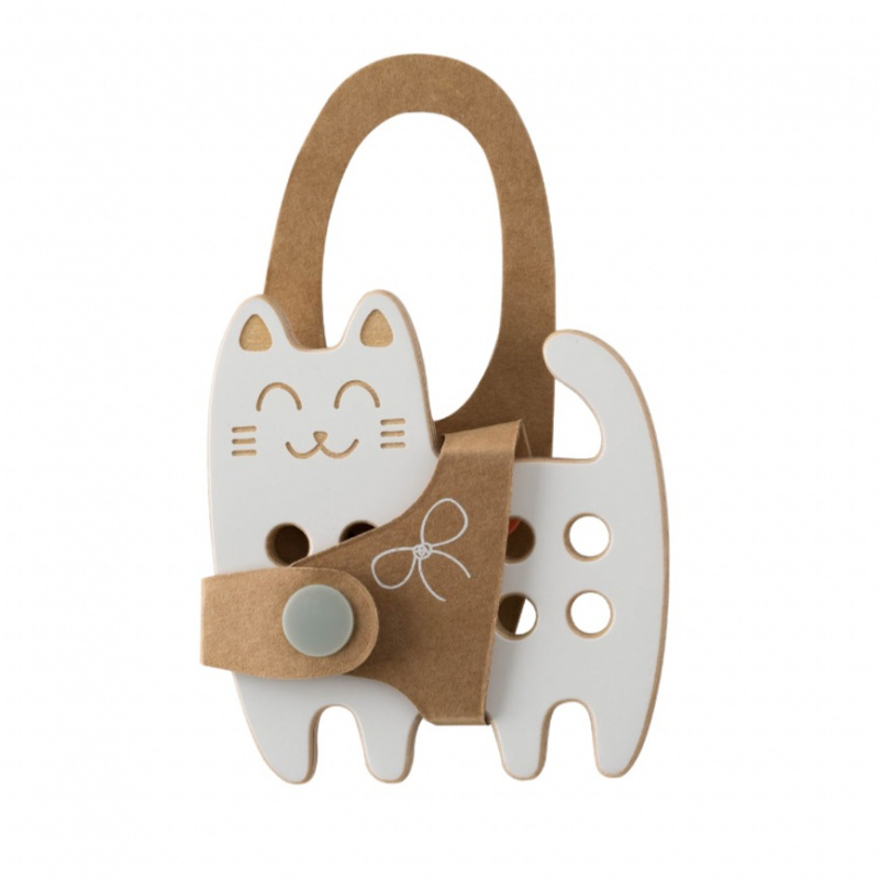 Milin Small Wooden Lacing Toy Cat aktivity hračka 9 cm x 8,5 cm x 0,7 cm 1 ks