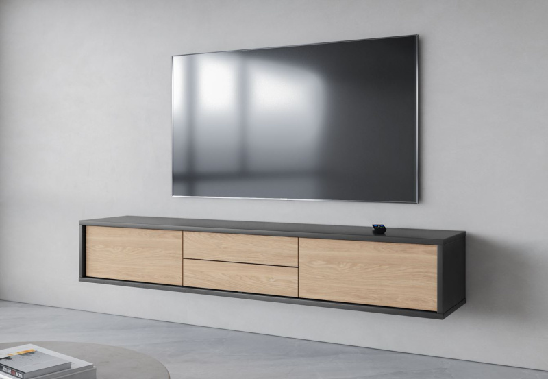Tv stolek Frida 39 2K2S antracit/dub olejovaný