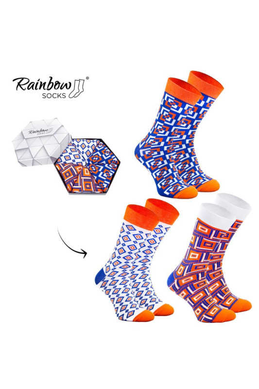 Duhové Rainbow Socks Ponožky V Geometrických Vzorech 3 Párů 41-46