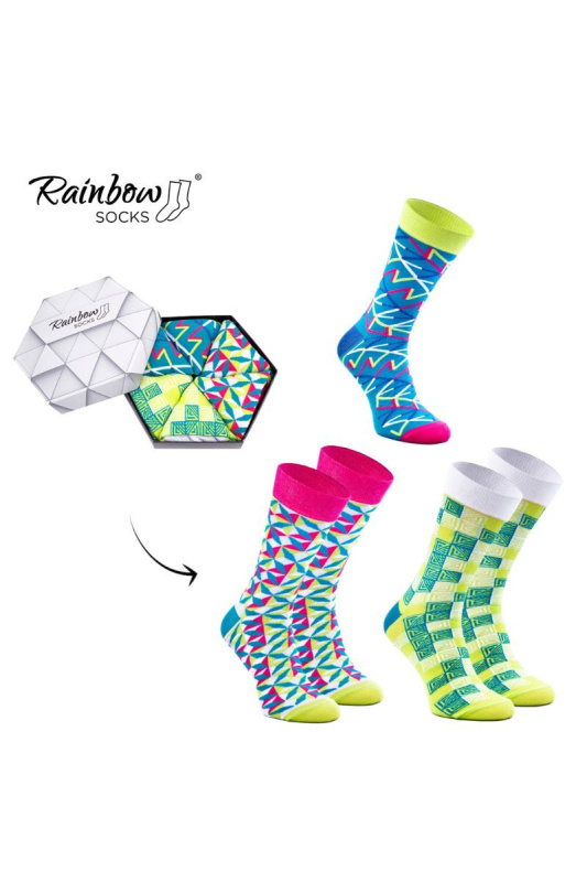Duhové Rainbow Socks Ponožky V Geometrických Vzorech 3 Párů 36-40
