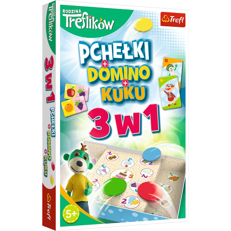 hra 3 v 1 domino, blechy a kuku – rodina TREFLÍKŮ