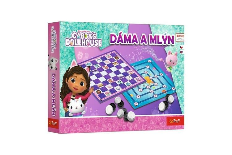 Společenská hra Dáma a Mlýn Gábinčin kouzelný domeček