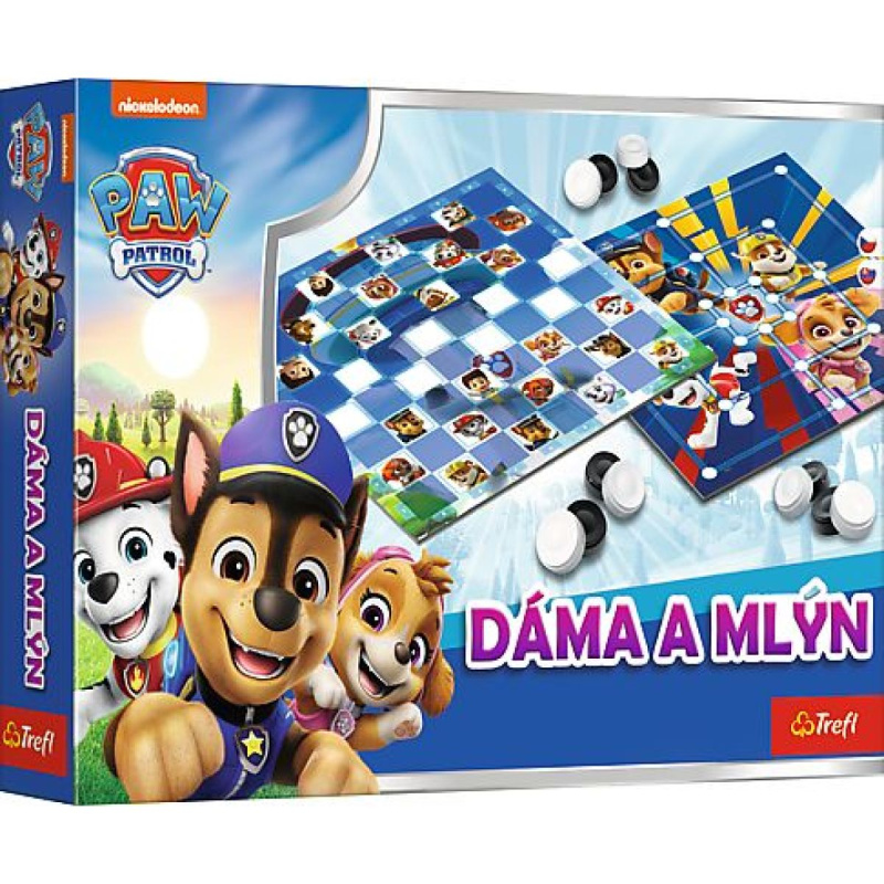 Společenská hra Dáma a Mlýn s motivem Tlapková patrola