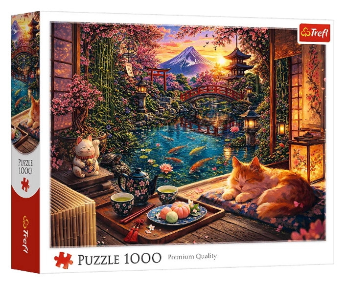 Puzzle Trefl 1000 dílků Kočka v zahradě sakur