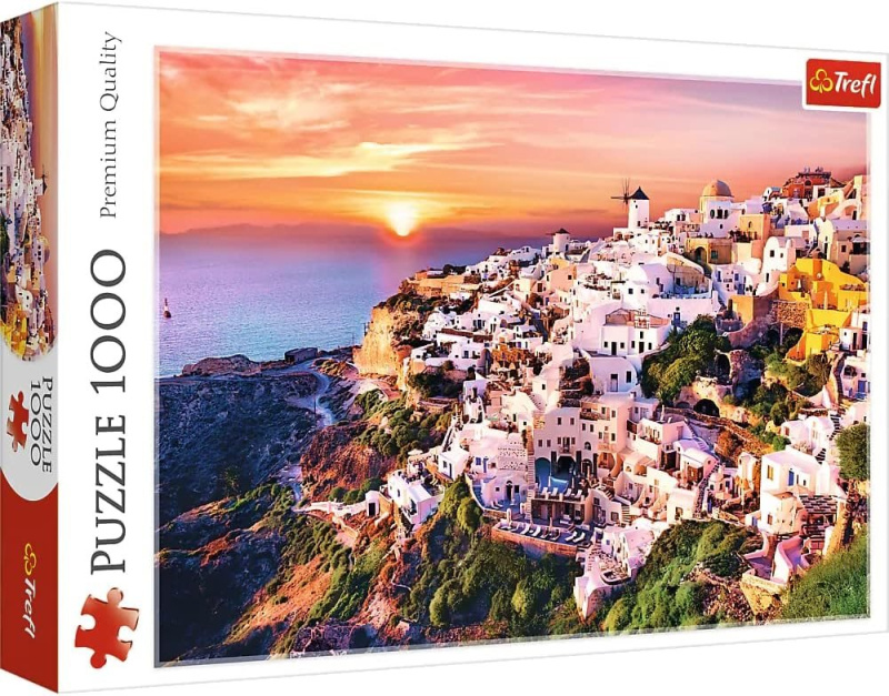 Puzzle 1000 dílků Západ slunce nad Santorini