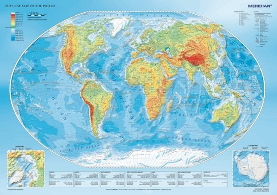 Puzzle mapa fyzická světa 1000 dílků