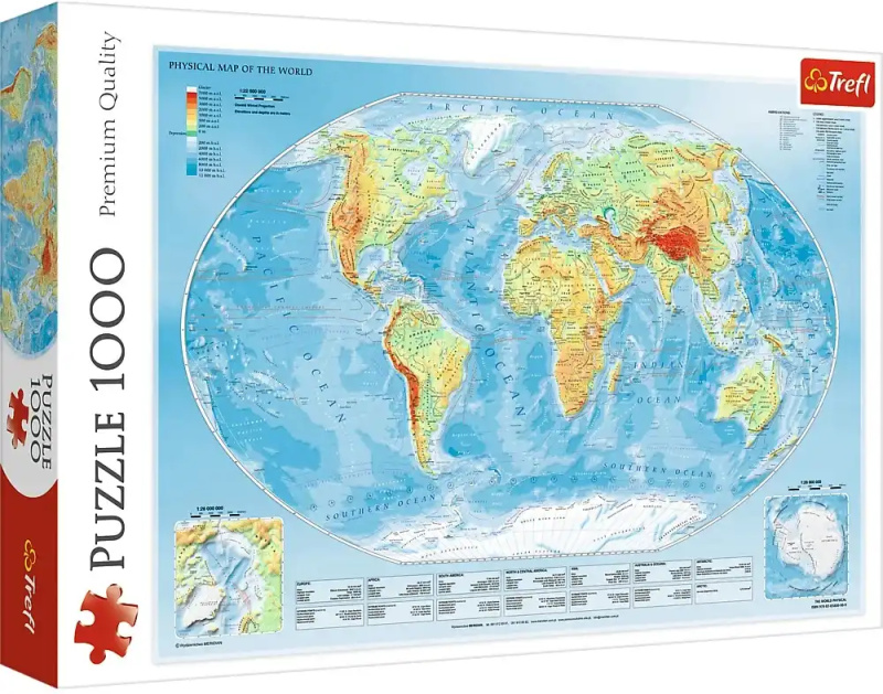 Puzzle mapa fyzická světa 1000 dílků