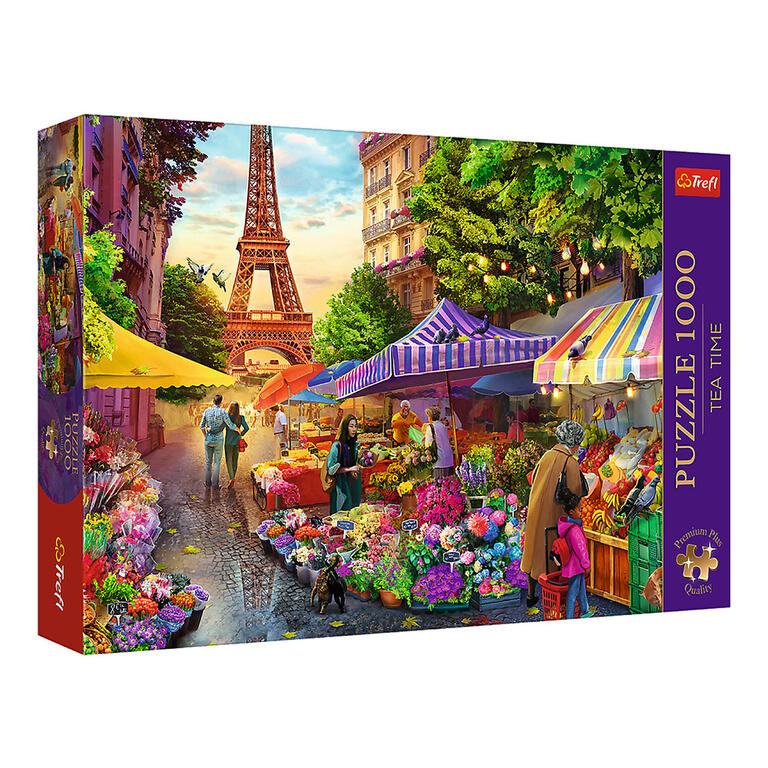 TREFL Puzzle Premium Plus Tea Time: Květinový trh 1000 dílků