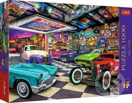 TREFL Puzzle Premium Plus Tea Time: Garáž sběratele aut 1000 dílků