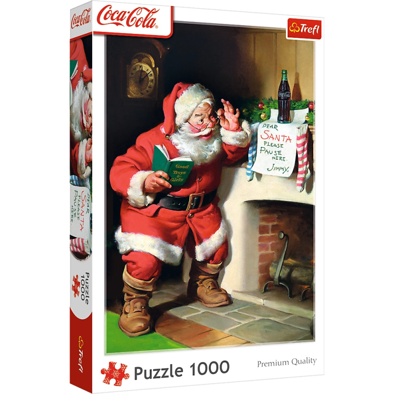 Puzzle 1000 dílků Coca‑Cola vánoční – Santa u krbu