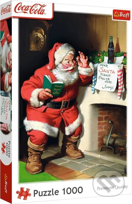Puzzle 1000 dílků Coca‑Cola vánoční – Santa u krbu