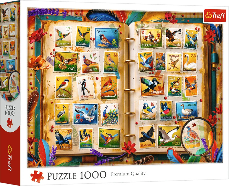 Puzzle Trefl 1000 dílků Sbírka známek - ptáci