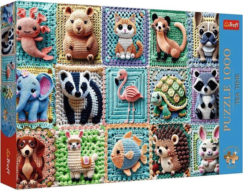 trefl puzzle premium plus háčkovaná zvířátka 1000 dílků