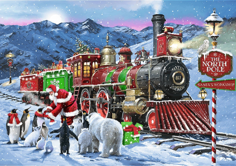 Trefl Puzzle Premium Plus Tea Time: Vánoční vlak 1000 dílků