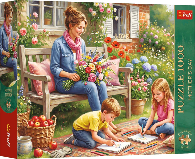 Puzzle Premium Plus rodina v zahradě 1000 dílků