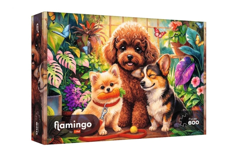 Trefl Flamingo by Trefl puzzle 600 dílků psy v oranžerii