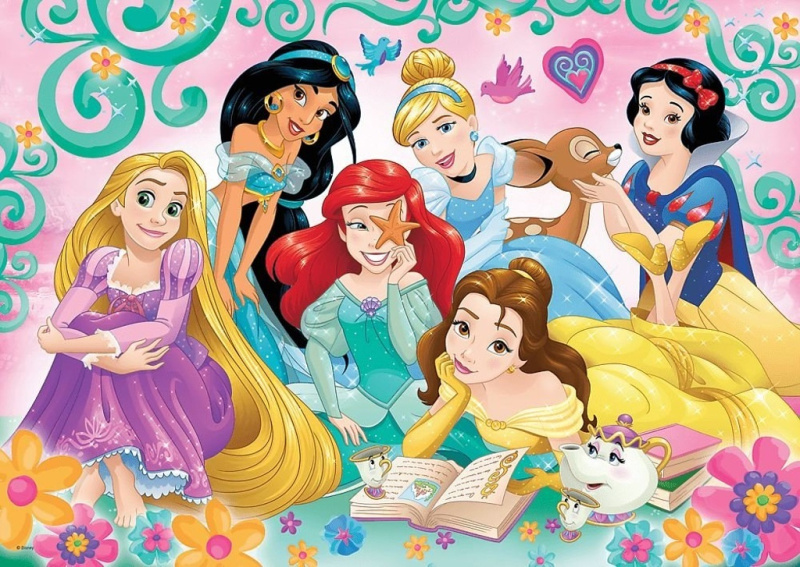 Puzzle Šťastný svět princezen/Disney Princess 200 dílků 48x34cm v krabici 33x23x4cm