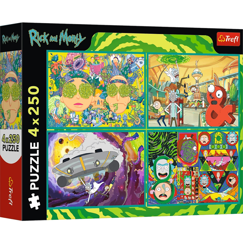 Puzzle 4x250 - šílený svět Ricka a Mortyho