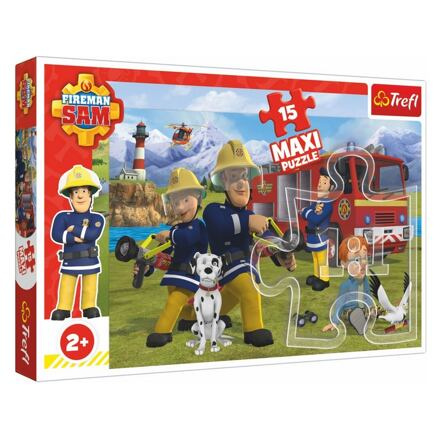 Puzzle maxi 15 dílků Požárník Sam - Tým v akci 60x40cm v krabici 40x27x5cm 24m+