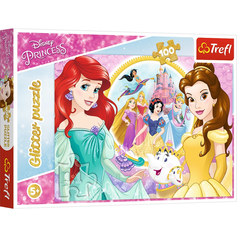 TREFL Třpytivé puzzle Disney princezny 100 dílků