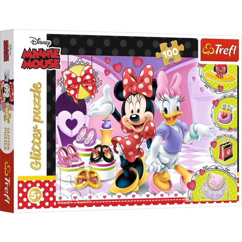 TREFL Třpytivé puzzle Minnie a Daisy 100 dílků