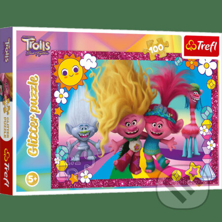 TREFL Třpytivé puzzle Trollové 3, 100 dílků