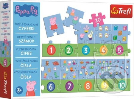 Puzzle vzdělávací Čísla Prasátko Peppa/Peppa Pig 20 dílků 117x19,5cm v krabici 33x23x6cm