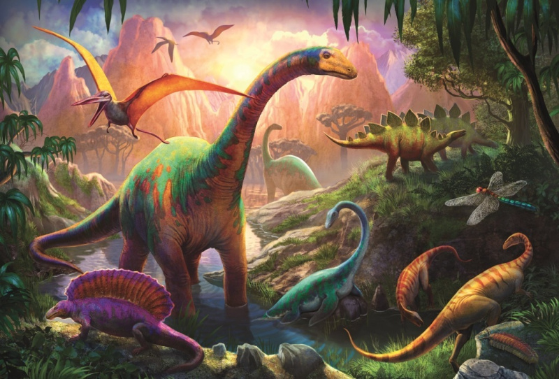 Puzzle Dinosauři 100 dílků 41x27,5cm v krabici 29x20x4cm