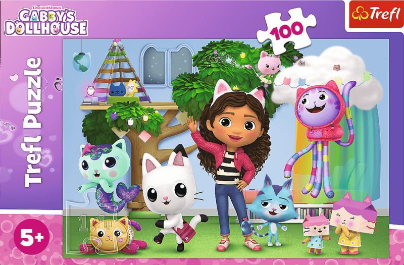 Puzzle 100 dílků Kočičí dům Gabi