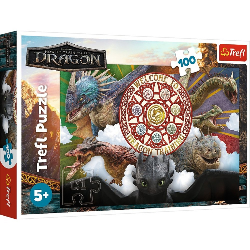 Puzzle 100 dílků Draci v akci