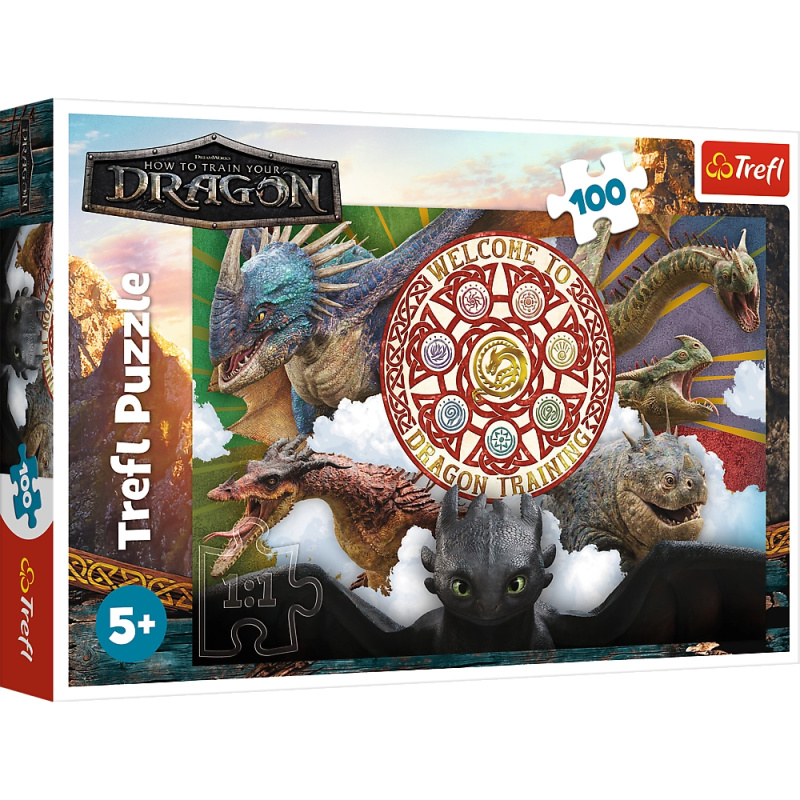Puzzle 100 dílků Draci v akci