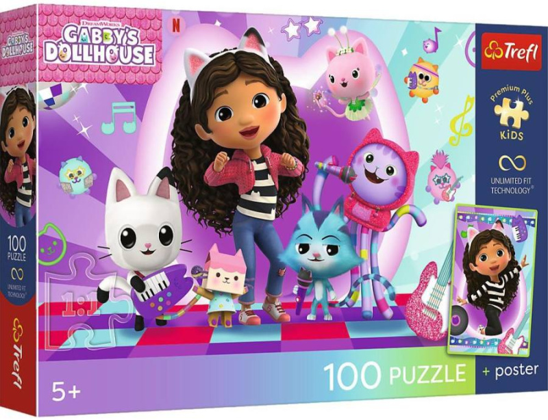 Premium puzzle pro děti Koci domek Gábi: Barevný kočičí svět 100 dílků