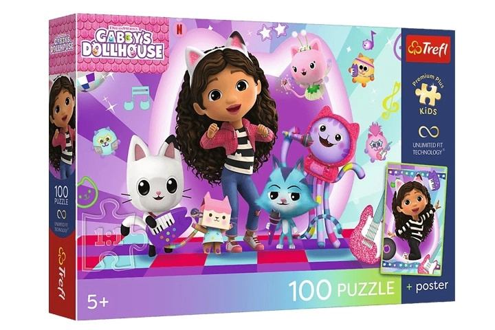 Premium puzzle pro děti Koci domek Gábi: Barevný kočičí svět 100 dílků
