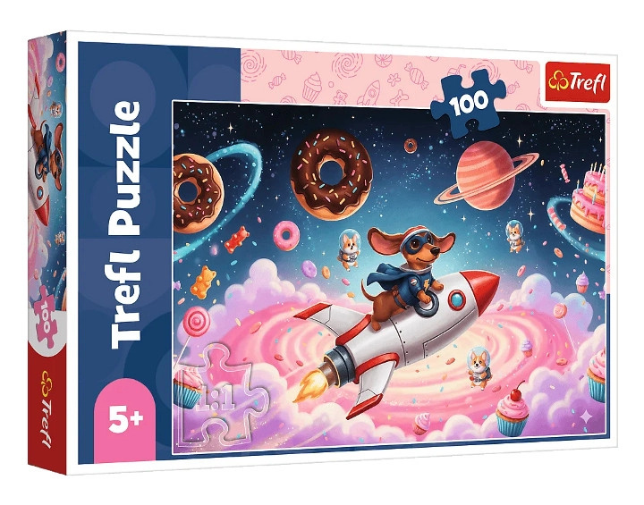 Puzzle 100 dílků jezevčík na raketě