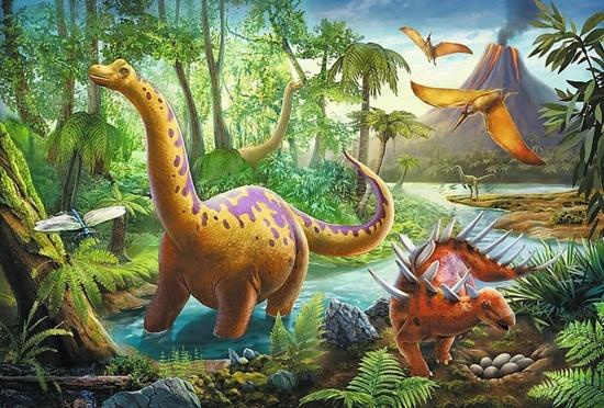 Puzzle Dinosauři 33x22cm 60 dílků v krabici 21x14x4cm
