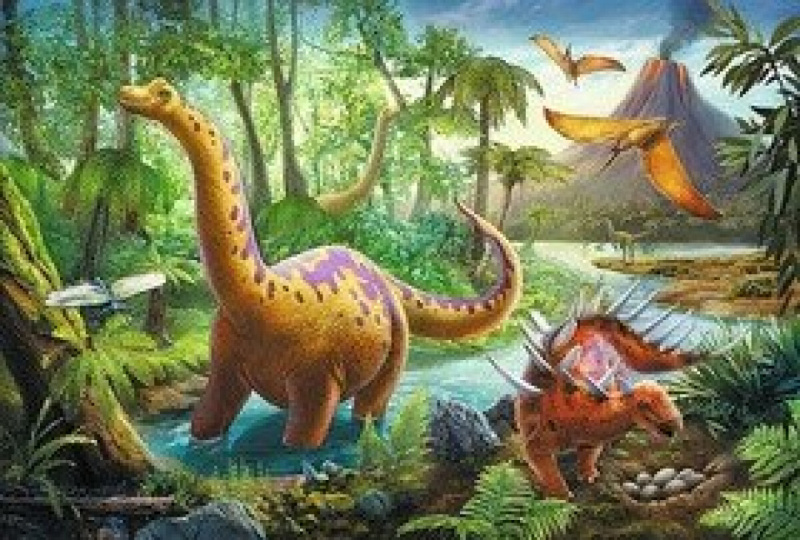 Puzzle Dinosauři 33x22cm 60 dílků v krabici 21x14x4cm