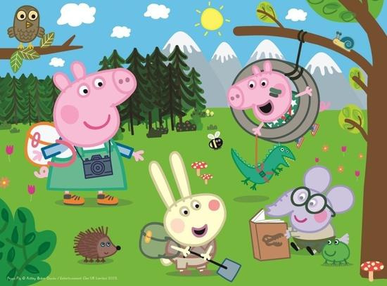 Puzzle Prasátko Peppa/Peppa Pig Výlet do lesa 27x20cm 30 dílků v krabičce 21x14x4cm