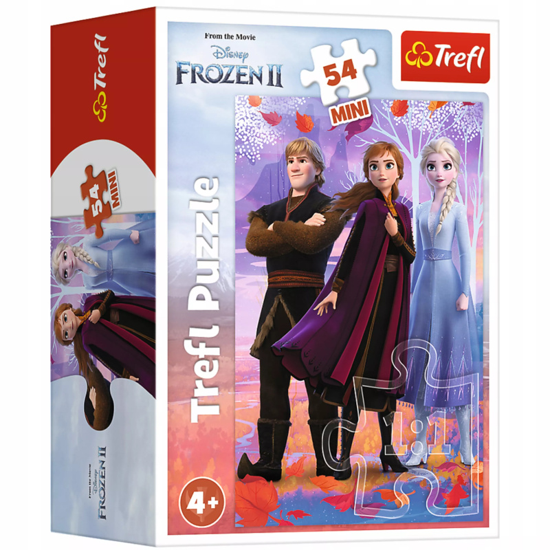 mini puzzle Frozen Kraina Lodu – Anna, Elsa a Kristoff, 54 dílků Trefl